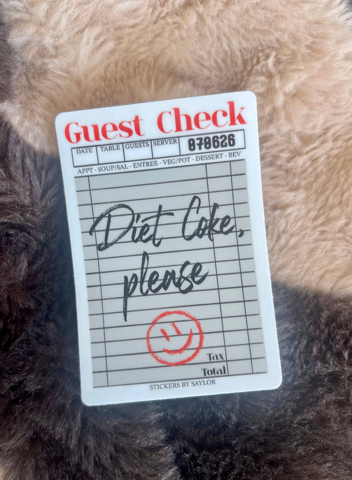 Diet Coke, Please Guest Check Style Vinyl Sticker