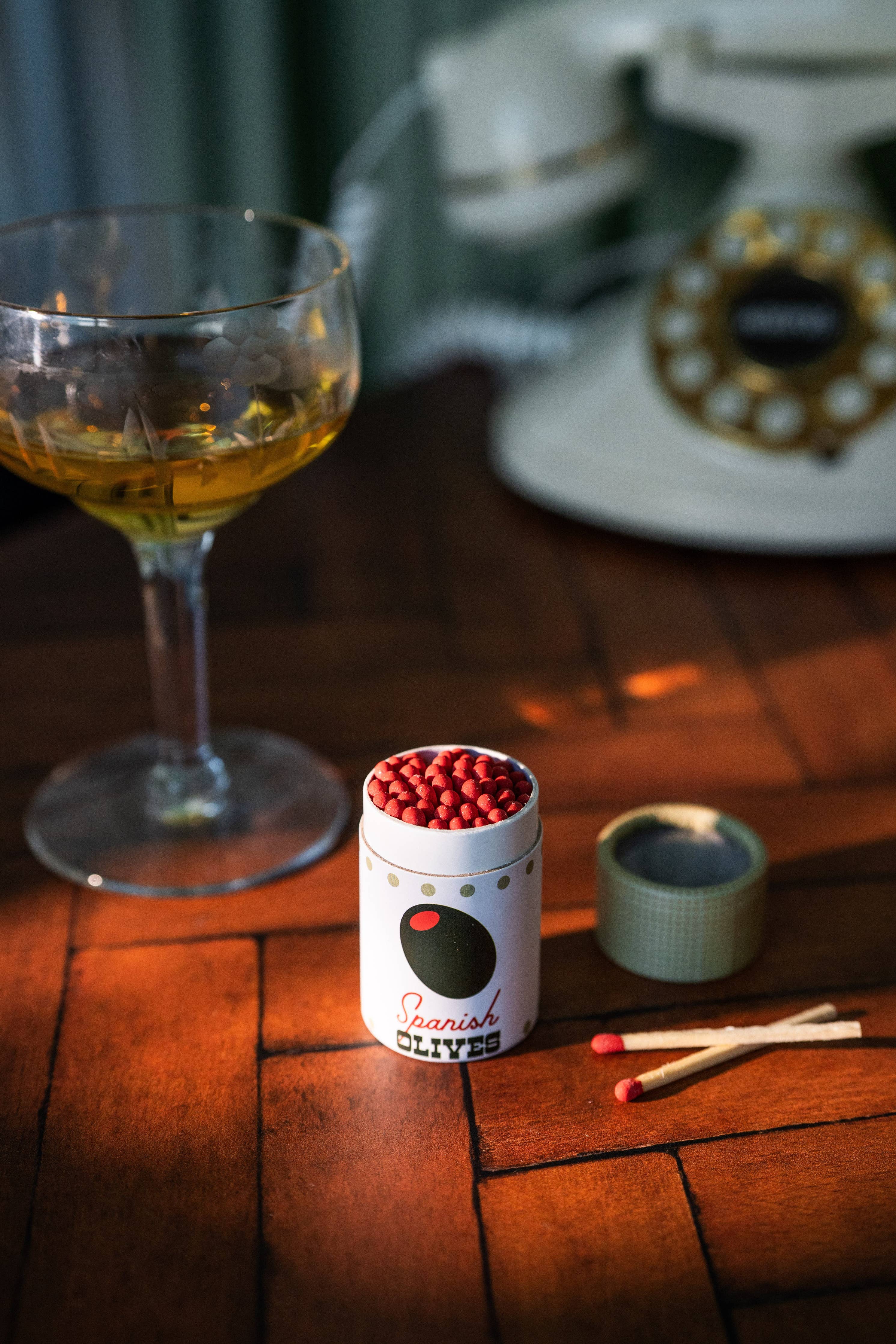 Cocktail Garnish Match Jar- Olives