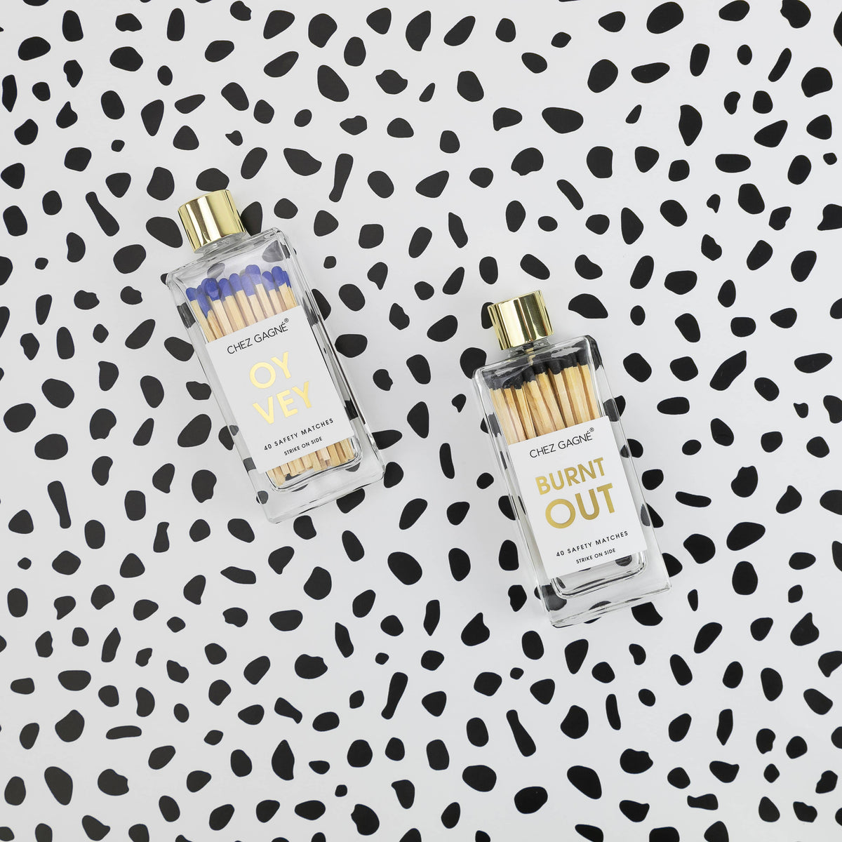 Oy Vey - Glass Bottle Safety Matches, Royal Blue, Funny Gift