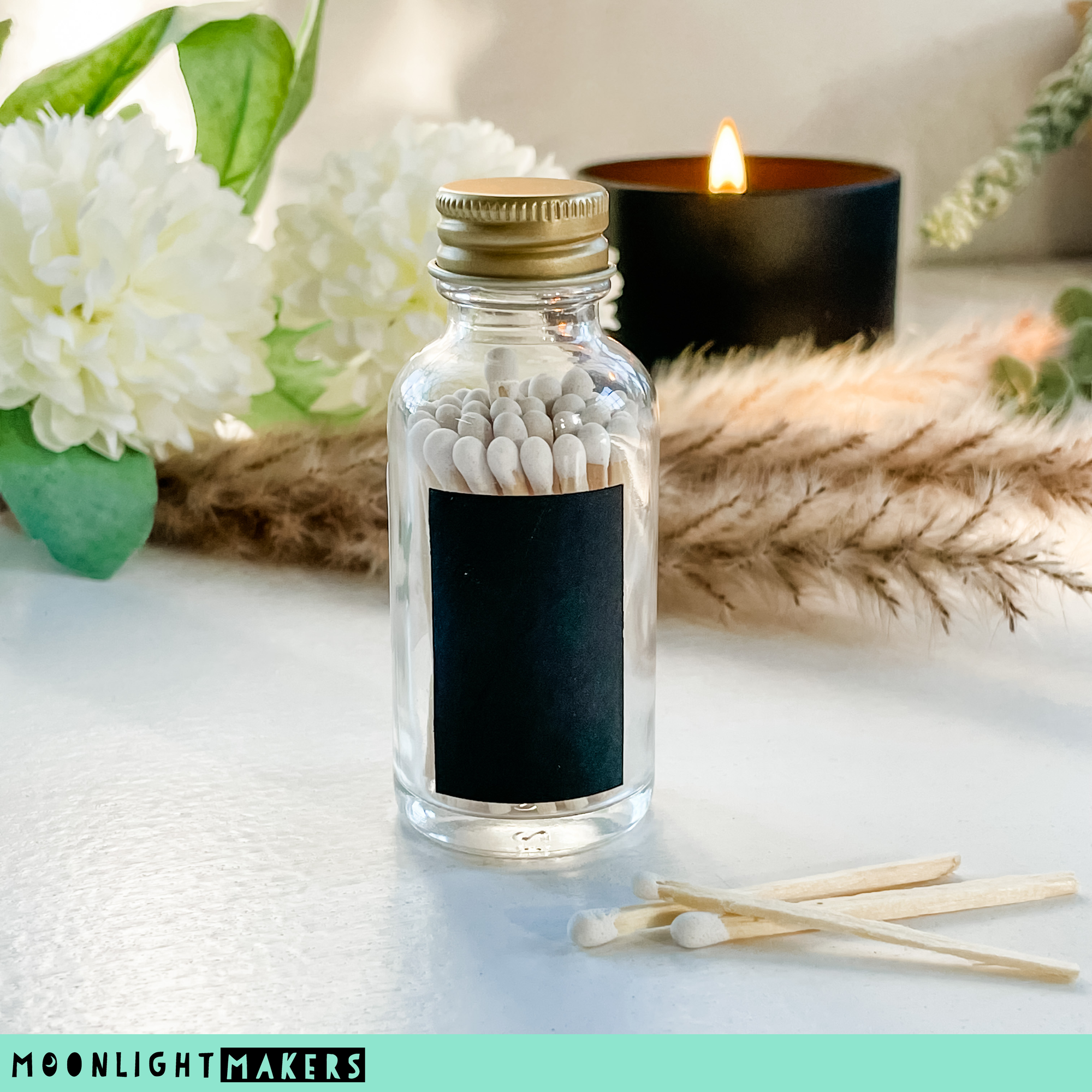 Minimalist Candle Matches in Glass Jar - 50 Matches MB50NL