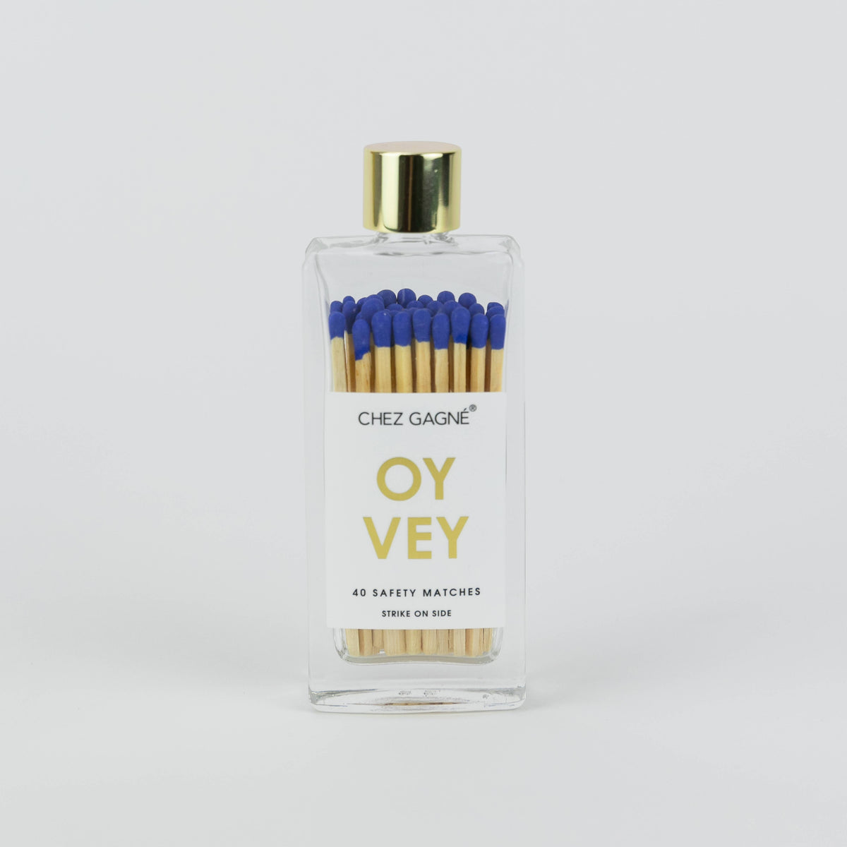 Oy Vey - Glass Bottle Safety Matches, Royal Blue, Funny Gift