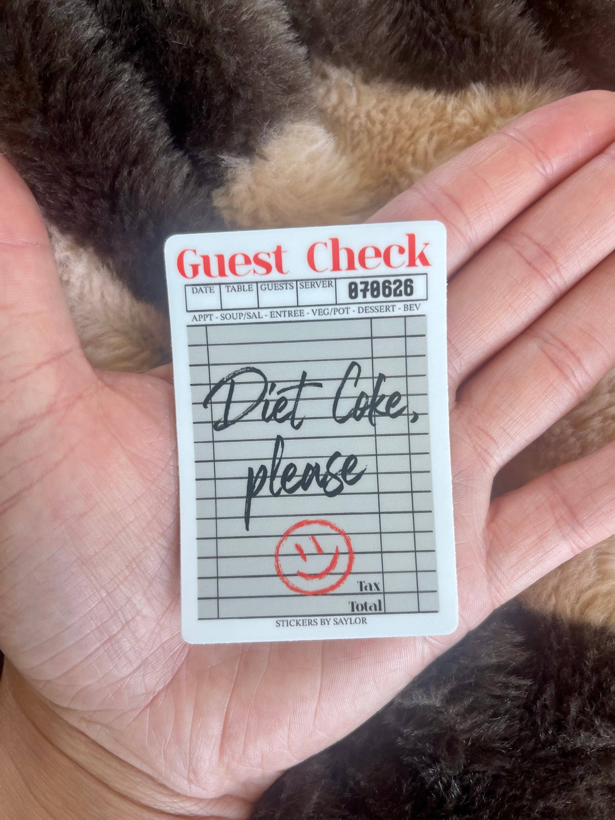 Diet Coke, Please Guest Check Style Vinyl Sticker