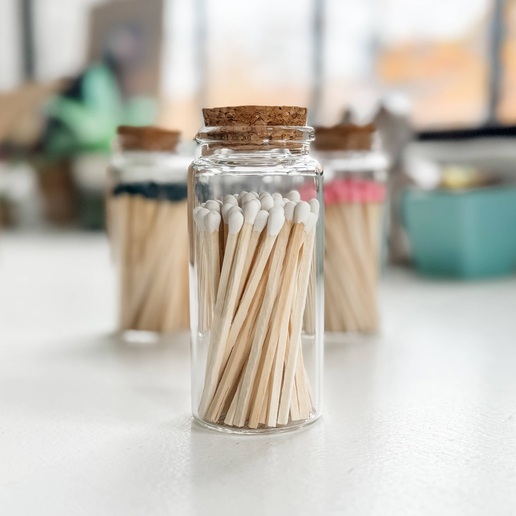 Fancy Safety Matches in 4" Glass Vial - 4 COLORS (MV50)