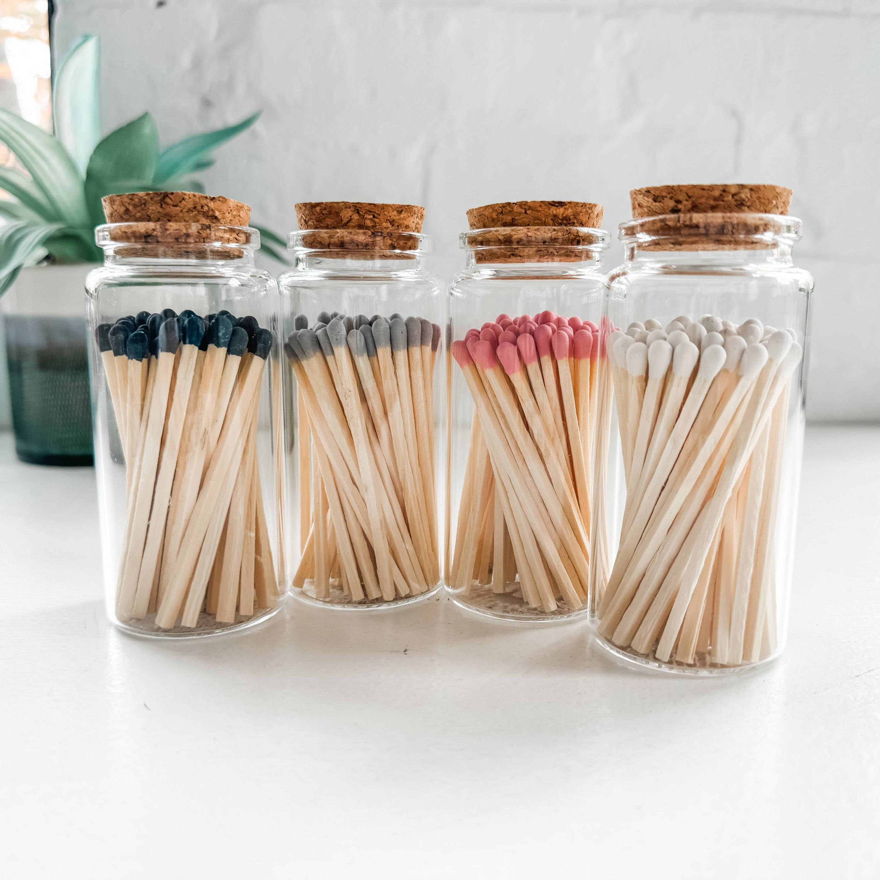 Fancy Safety Matches in 4" Glass Vial - 4 COLORS (MV50)