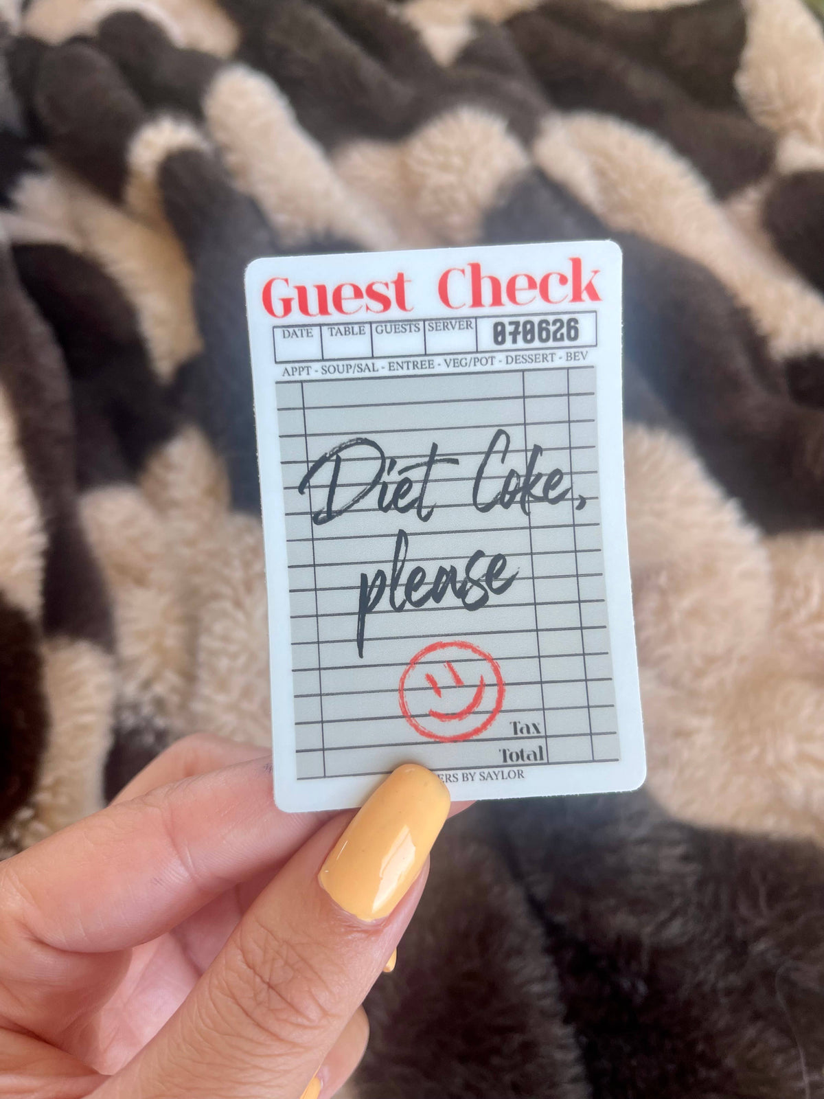 Diet Coke, Please Guest Check Style Vinyl Sticker