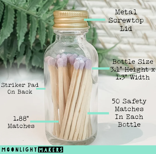 Minimalist Candle Matches in Glass Jar - 50 Matches MB50NL