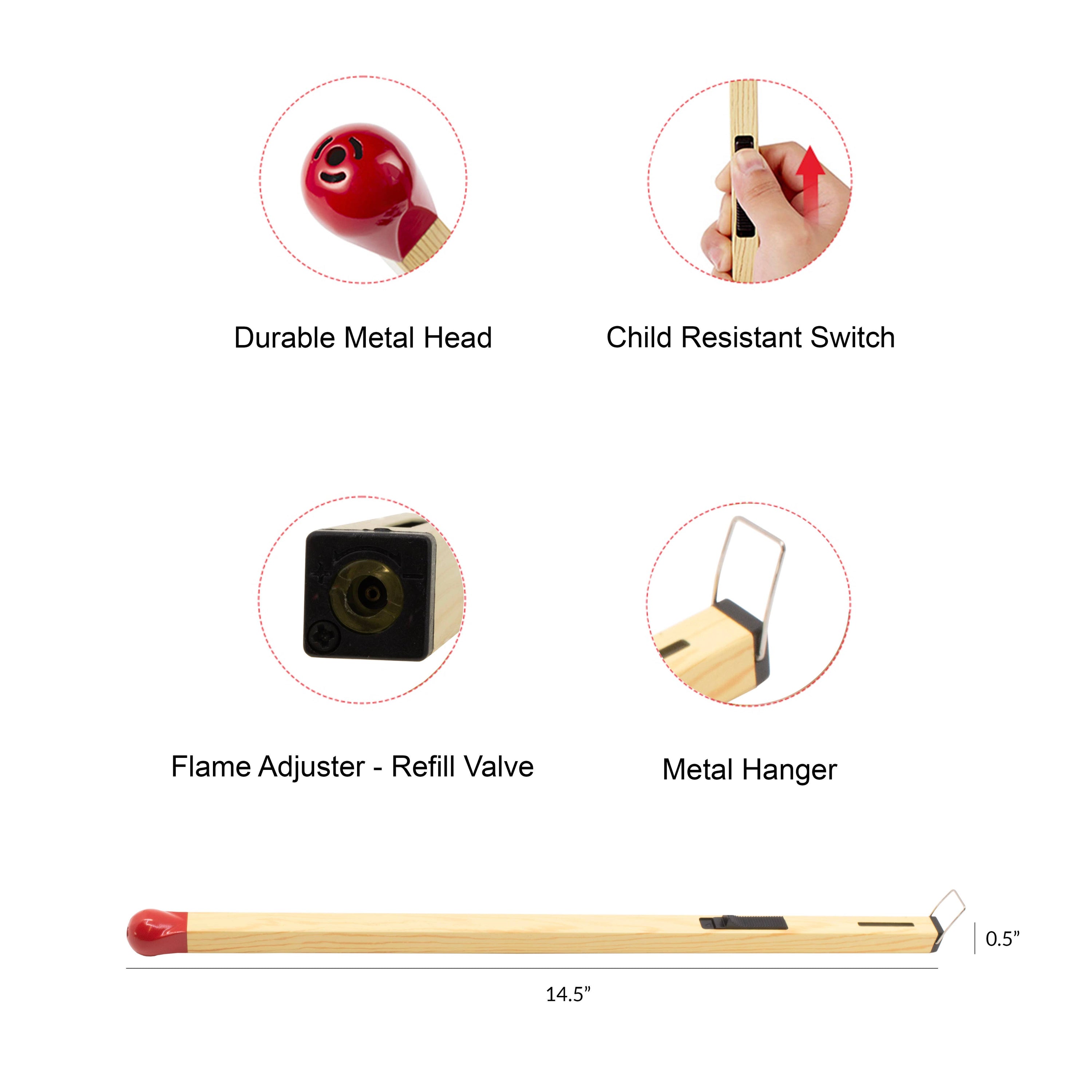 Match Shape Candle Lighter - Slim Butane - Gas Refillable