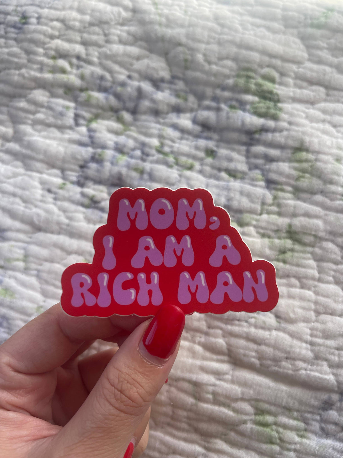 Cher Mom I Am a Rich Man Vinyl Sticker Pink and Red