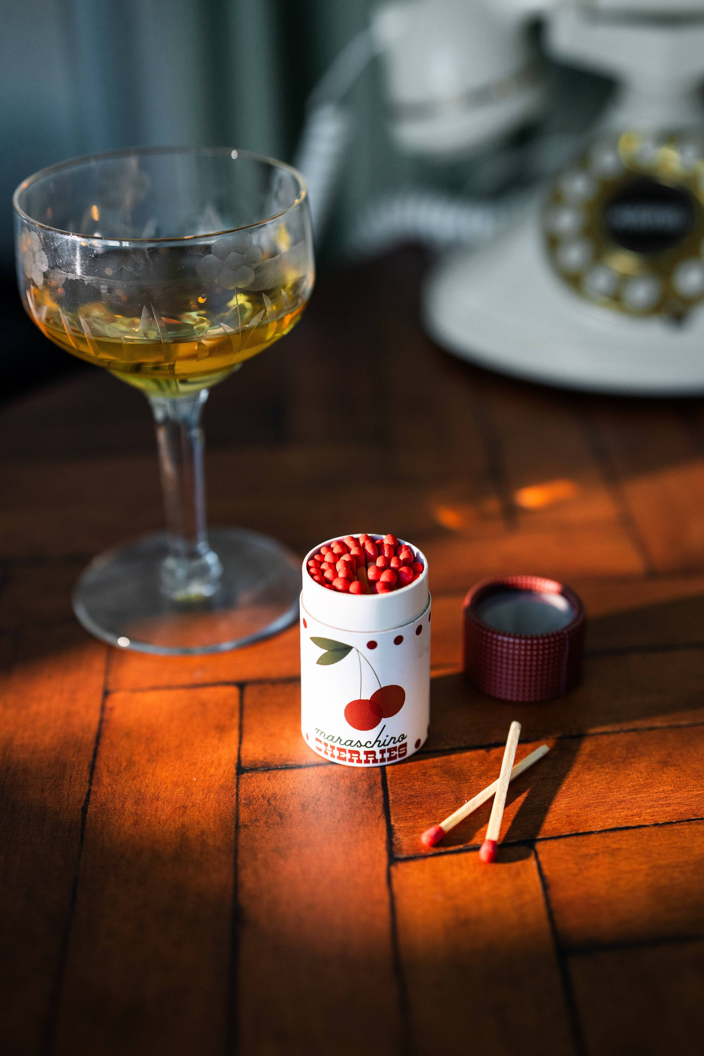 Cocktail Garnish Match Jar- Cherries