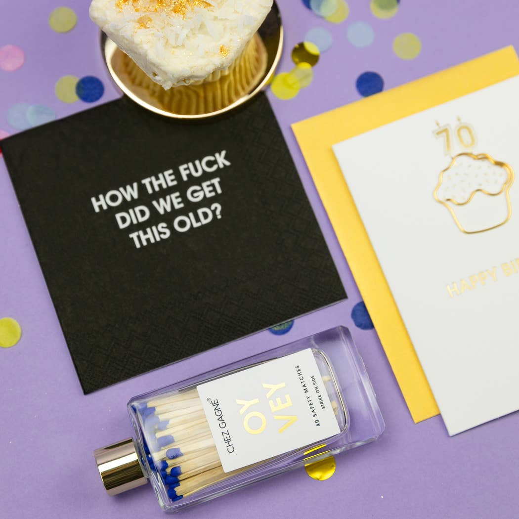 Oy Vey - Glass Bottle Safety Matches, Royal Blue, Funny Gift