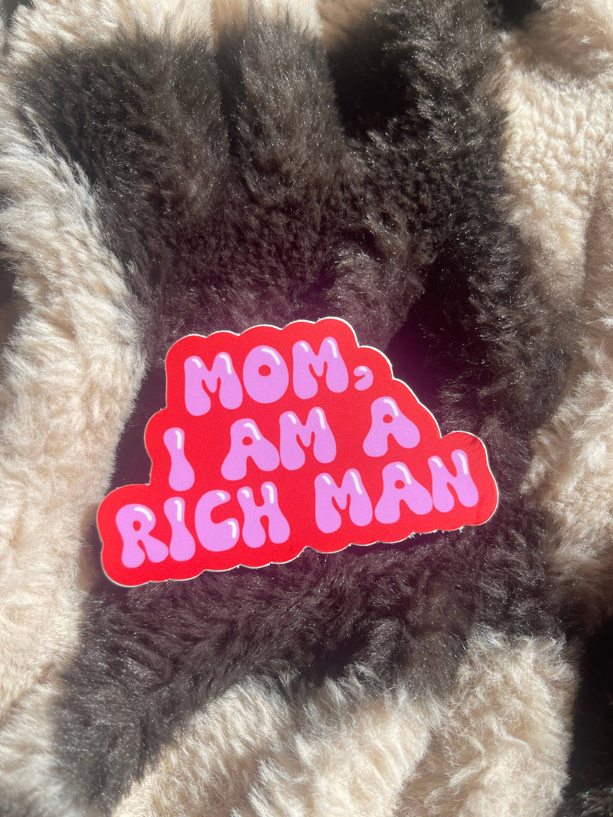 Cher Mom I Am a Rich Man Vinyl Sticker Pink and Red