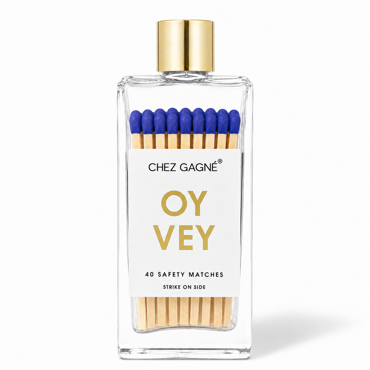 Oy Vey - Glass Bottle Safety Matches, Royal Blue, Funny Gift